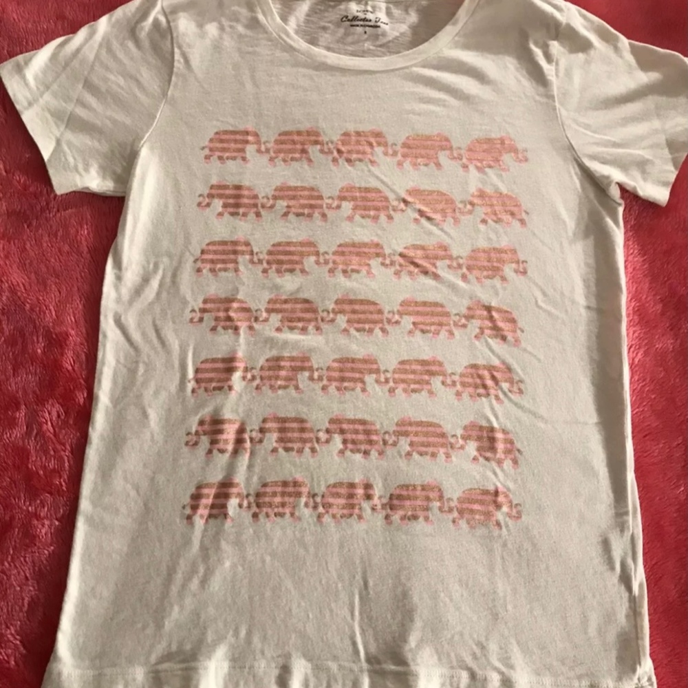 J Crew Women's Pink Elephant Rare Collector TShirt